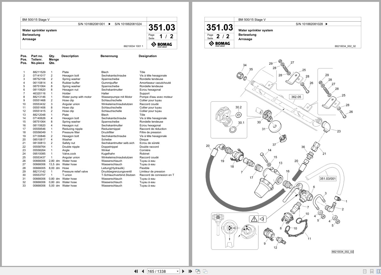 Bomag Cold Milling Planer BM 500 15 Stage V Spare Parts Catalog 2019 2021 EN DE FR (2)