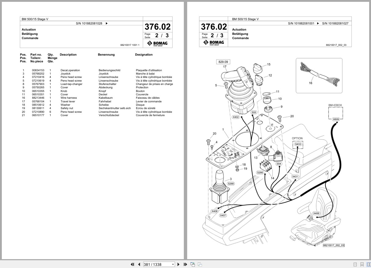 Bomag Cold Milling Planer BM 500 15 Stage V Spare Parts Catalog 2019 2021 EN DE FR (3)