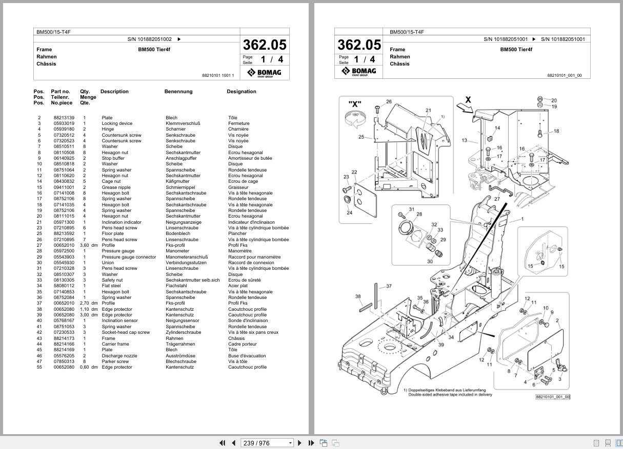 Bomag Cold Milling Planer BM 500 15 T4F Spare Parts Catalog 2017 2018 EN DE FR (2)