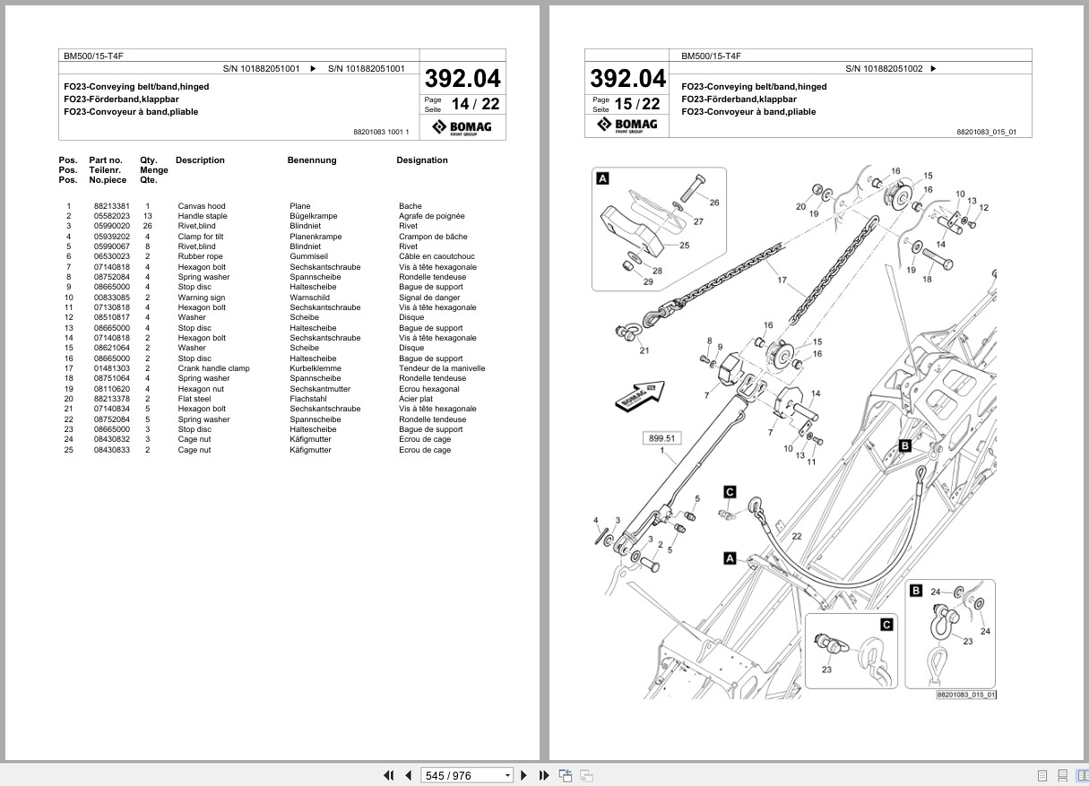Bomag Cold Milling Planer BM 500 15 T4F Spare Parts Catalog 2017 2018 EN DE FR (3)