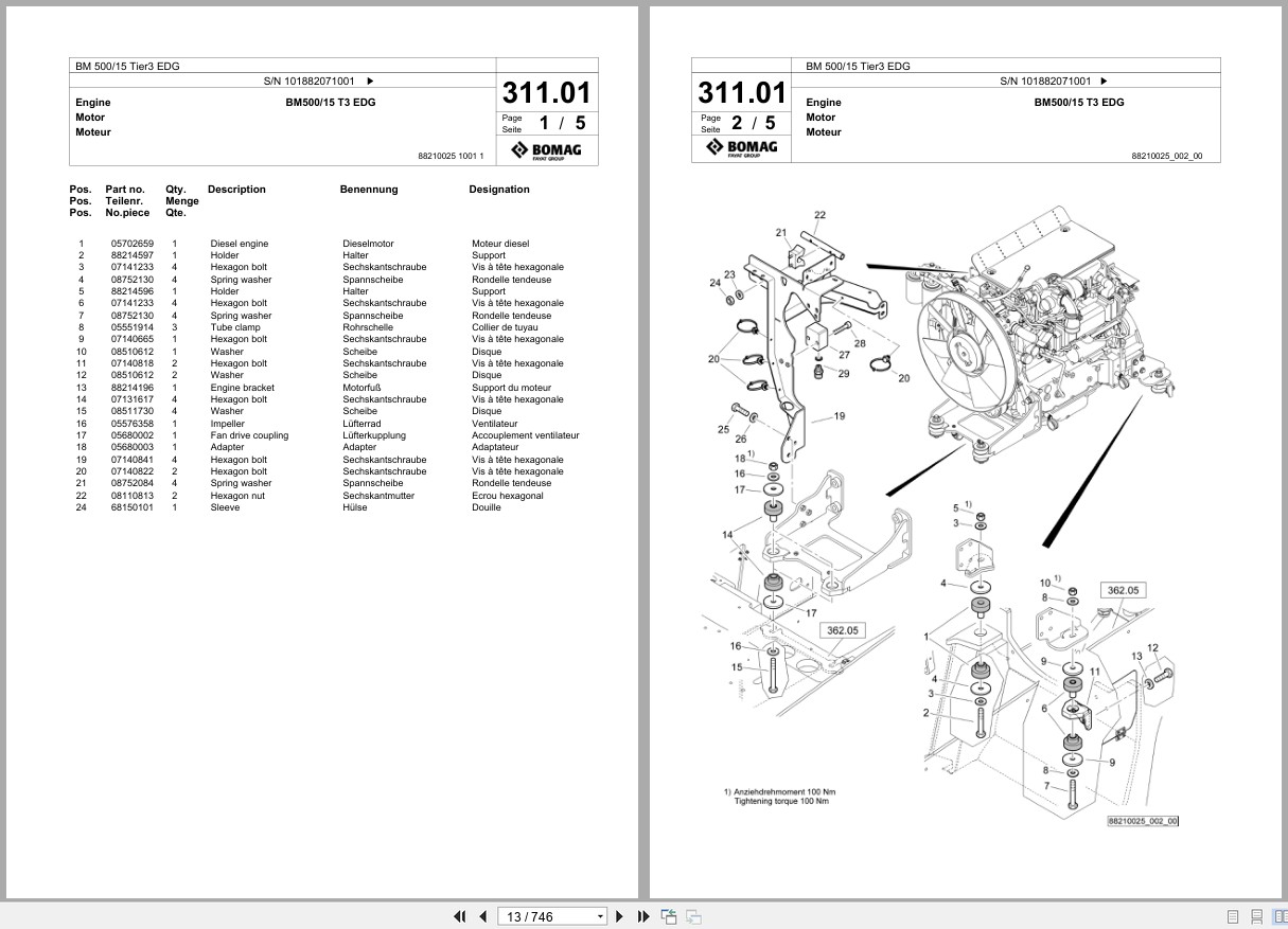 Bomag Cold Milling Planer BM 500 15 Tier3 EDG Spare Parts Catalog 2020 EN DE FR (3)