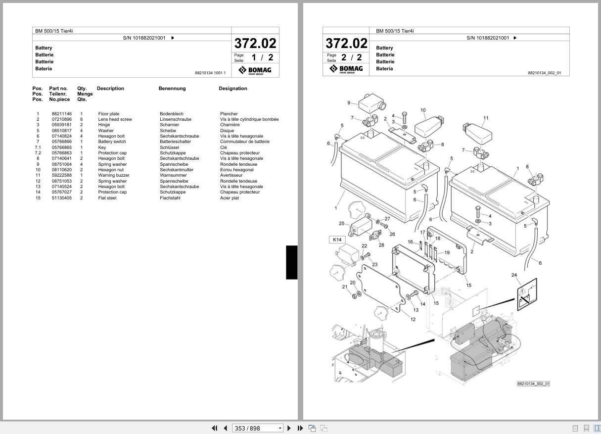 Bomag Cold Milling Planer BM 500 15 Tier4i Spare Parts Catalog 2013 2014 EN DE FR (2)