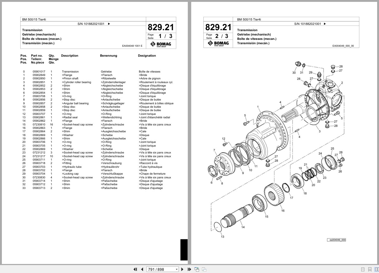 Bomag Cold Milling Planer BM 500 15 Tier4i Spare Parts Catalog 2013 2014 EN DE FR (3)
