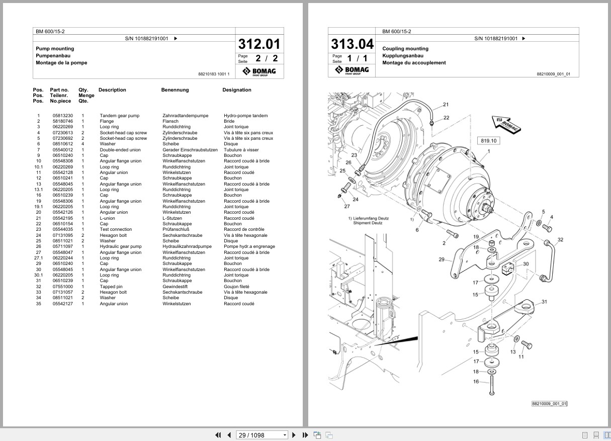 Bomag Cold Milling Planer BM 600 15 2 Spare Parts Catalog 2021 2025 EN DE FR (2)