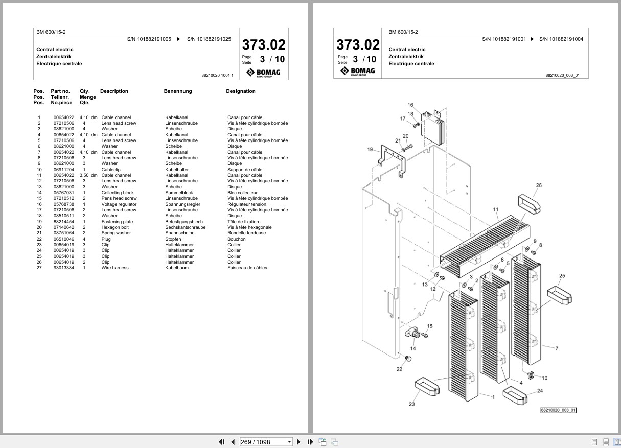 Bomag Cold Milling Planer BM 600 15 2 Spare Parts Catalog 2021 2025 EN DE FR (3)