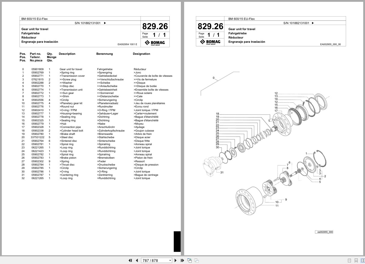 Bomag Cold Milling Planer BM 600 15 EU Flex Spare Parts Catalog 2014 EN DE FR (3)