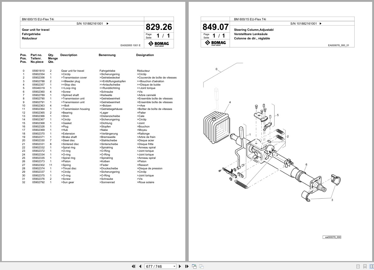 Bomag Cold Milling Planer BM 600 15 EU Flex T4i Spare Parts Catalog 2017 EN DE FR (2)