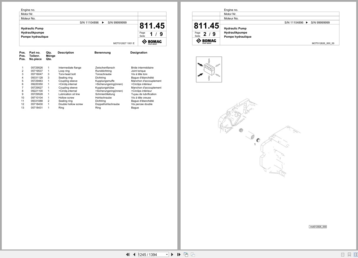 Bomag Cold Milling Planer BM 600 15 Spare Parts Catalog 2012 2020 EN DE FR (2)