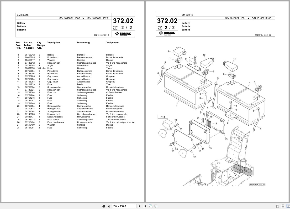 Bomag Cold Milling Planer BM 600 15 Spare Parts Catalog 2012 2020 EN DE FR (3)