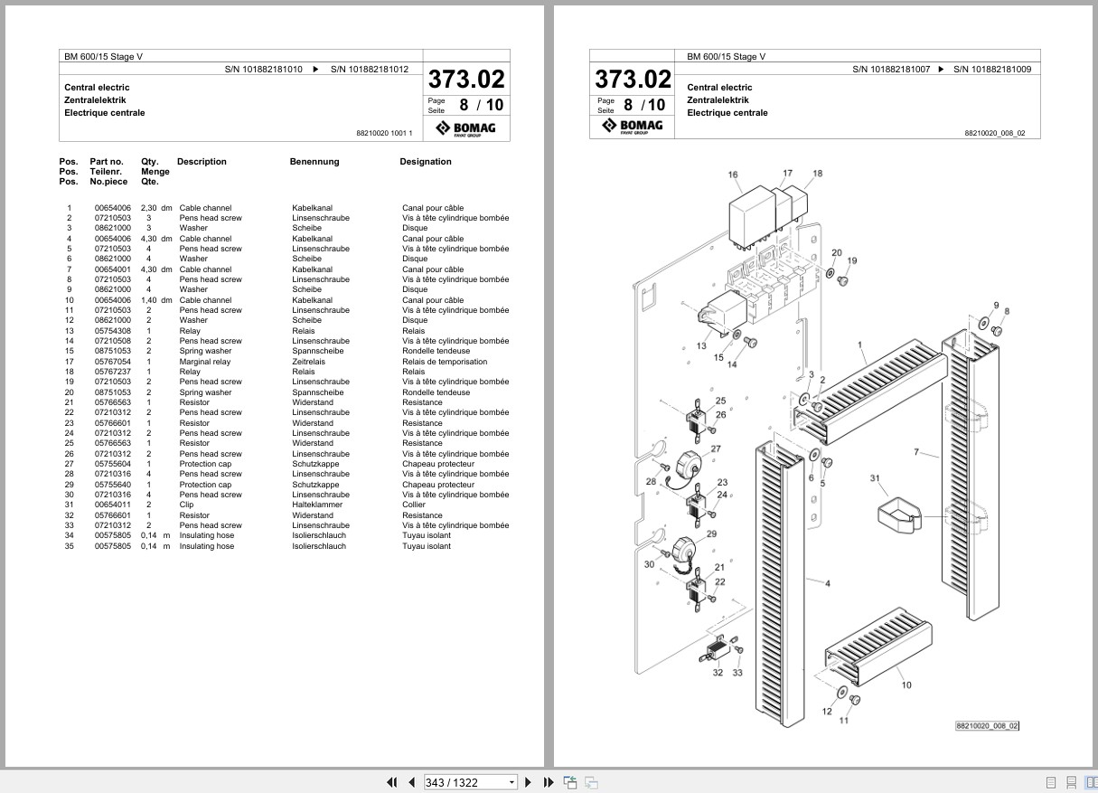 Bomag Cold Milling Planer BM 600 15 Stage V Spare Parts Catalog 2019 2021 EN DE FR (3)