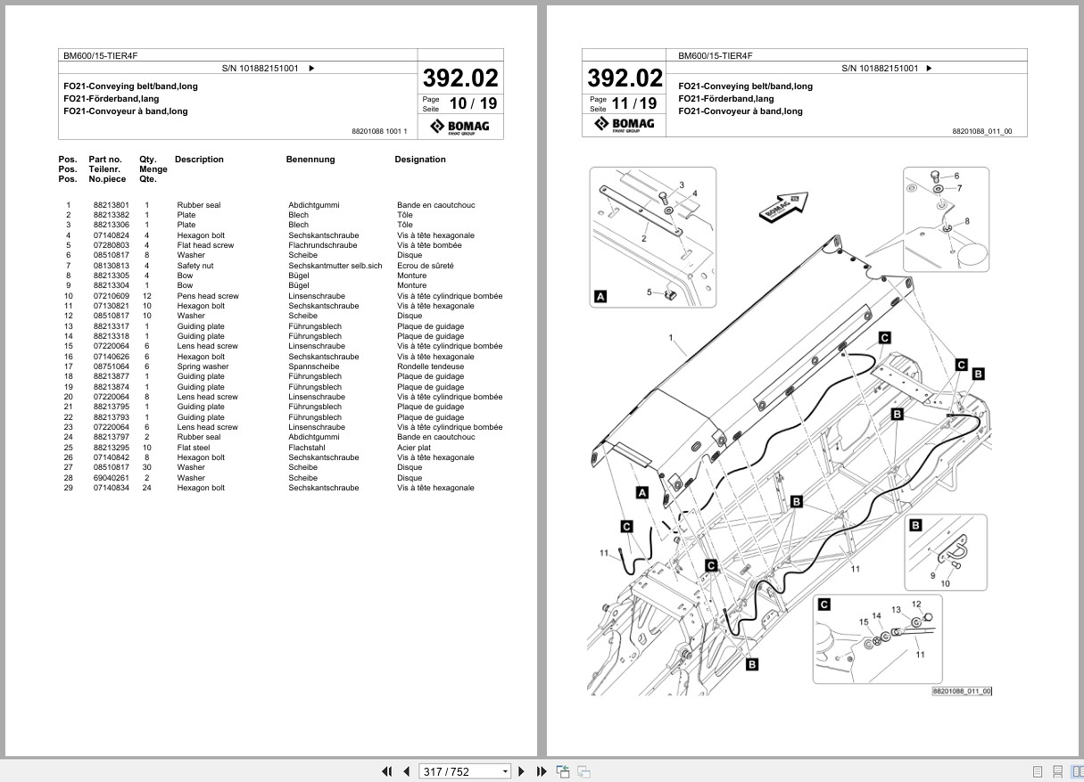 Bomag Cold Milling Planer BM 600 15 TIER4F Spare Parts Catalog 2018 EN DE FR (2)