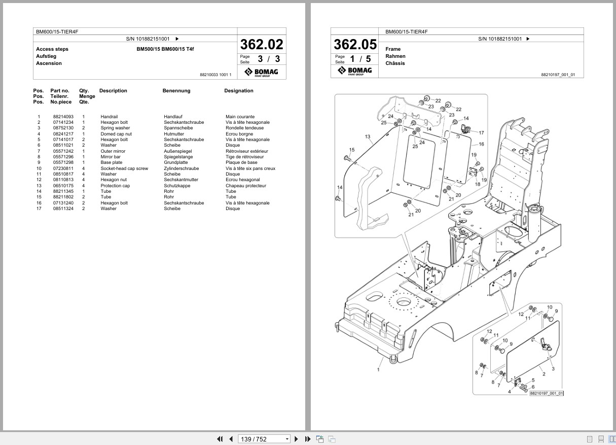 Bomag Cold Milling Planer BM 600 15 TIER4F Spare Parts Catalog 2018 EN DE FR (3)