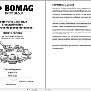 Bomag Cold Milling Planer BM 600 15 PB TIER4I Spare Parts Catalog 2014 2019 EN DE FR (1)