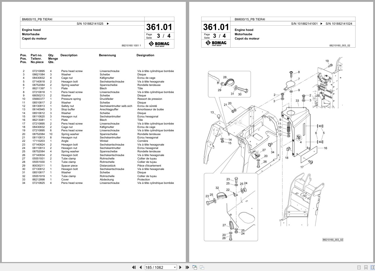 Bomag Cold Milling Planer BM 600 15 PB TIER4I Spare Parts Catalog 2014 2019 EN DE FR (2)