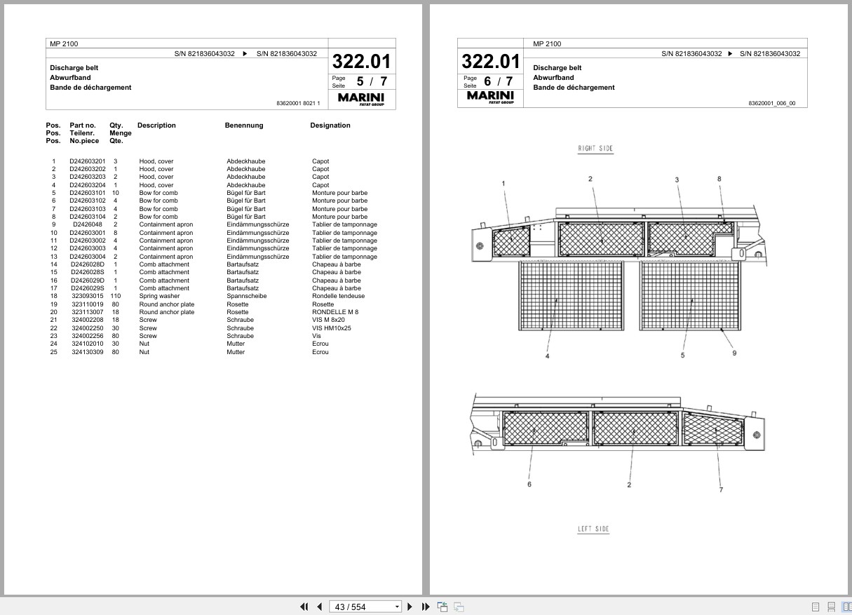 Bomag Cold Milling Planer MP 2100 Spare Parts Catalog 2005 2006 EN DE FR (2)