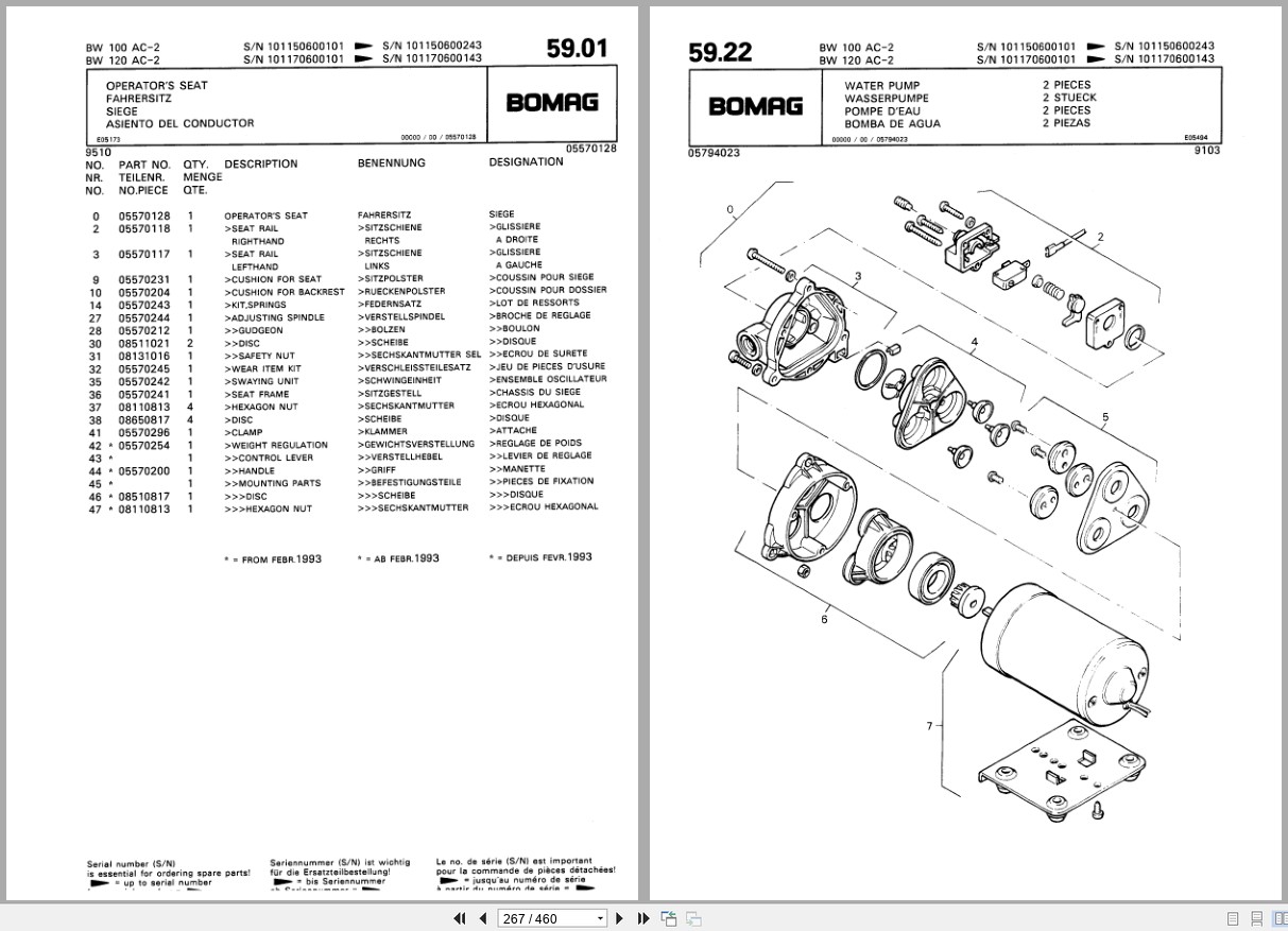 Bomag Combination Roller BW 100 AC 2 BW 120 AC 2 Spare Parts Catalog 1996 EN DE FR (3)