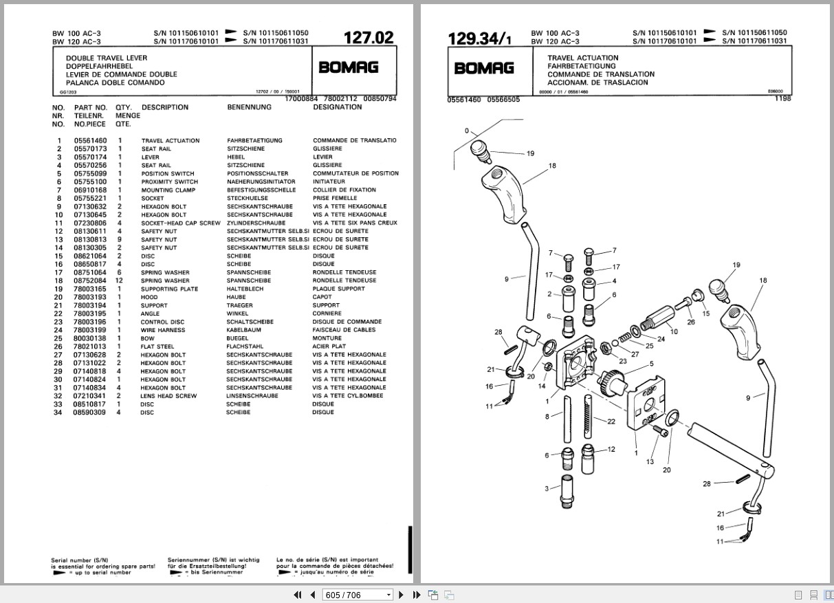 Bomag Combination Roller BW 100 AC 3 BW 120 AC 3 Spare Parts Catalog 2000 EN DE FR (3)