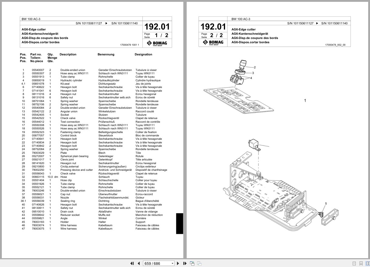 Bomag Combination Roller BW 100 AC 3 Spare Parts Catalog 2001 2004 EN DE FR (2)