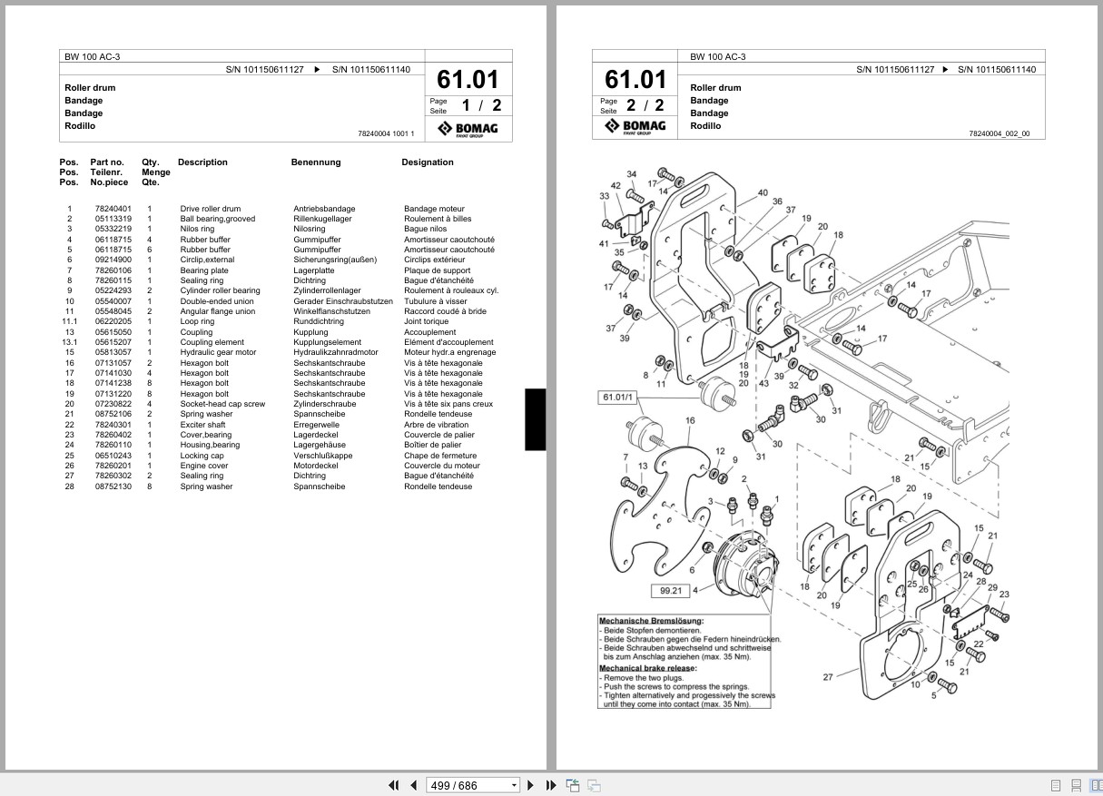 Bomag Combination Roller BW 100 AC 3 Spare Parts Catalog 2001 2004 EN DE FR (3)