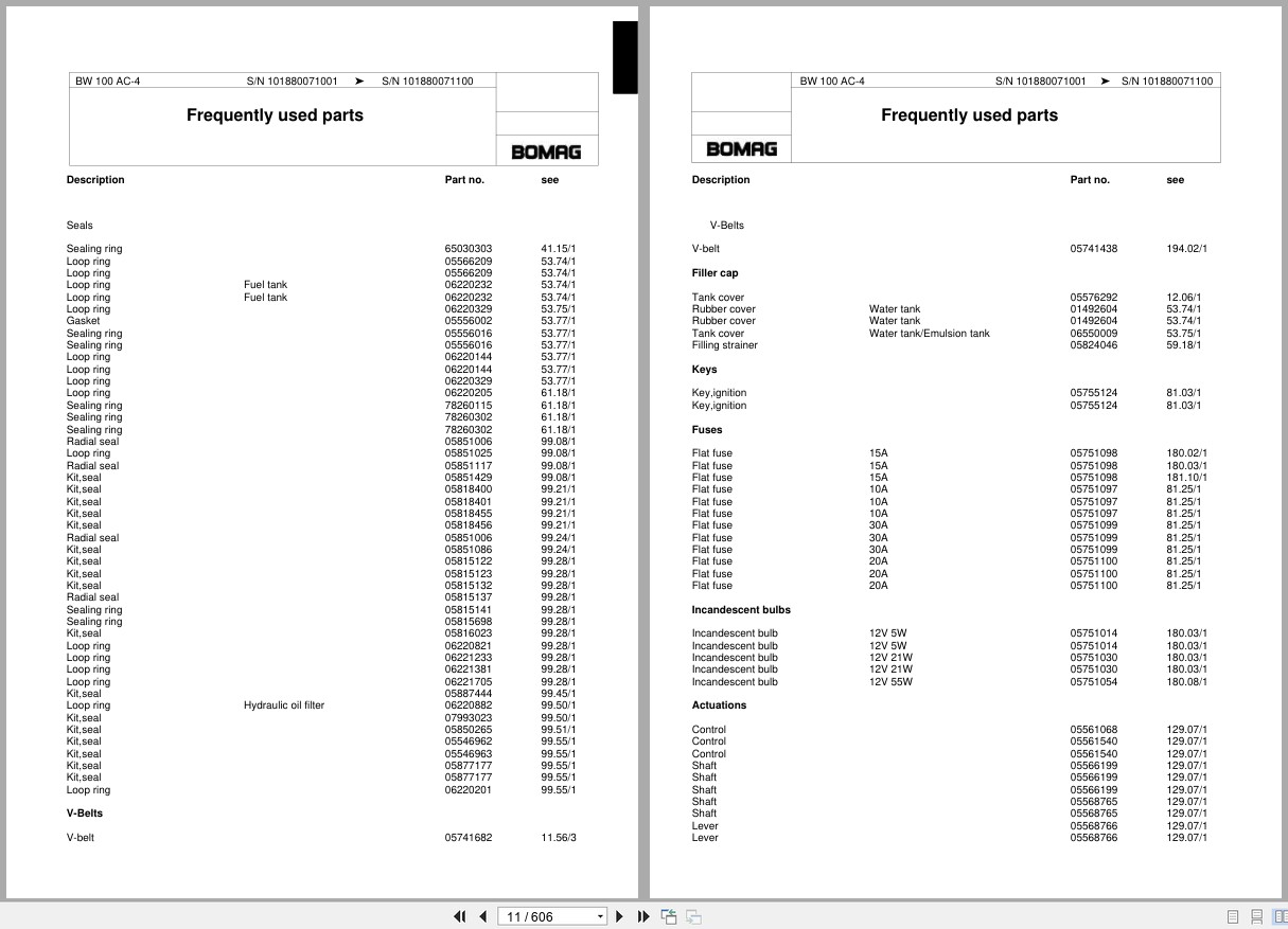 Bomag Combination Roller BW 100 AC 4 Spare Parts Catalog 2008 2010 EN DE FR (2)