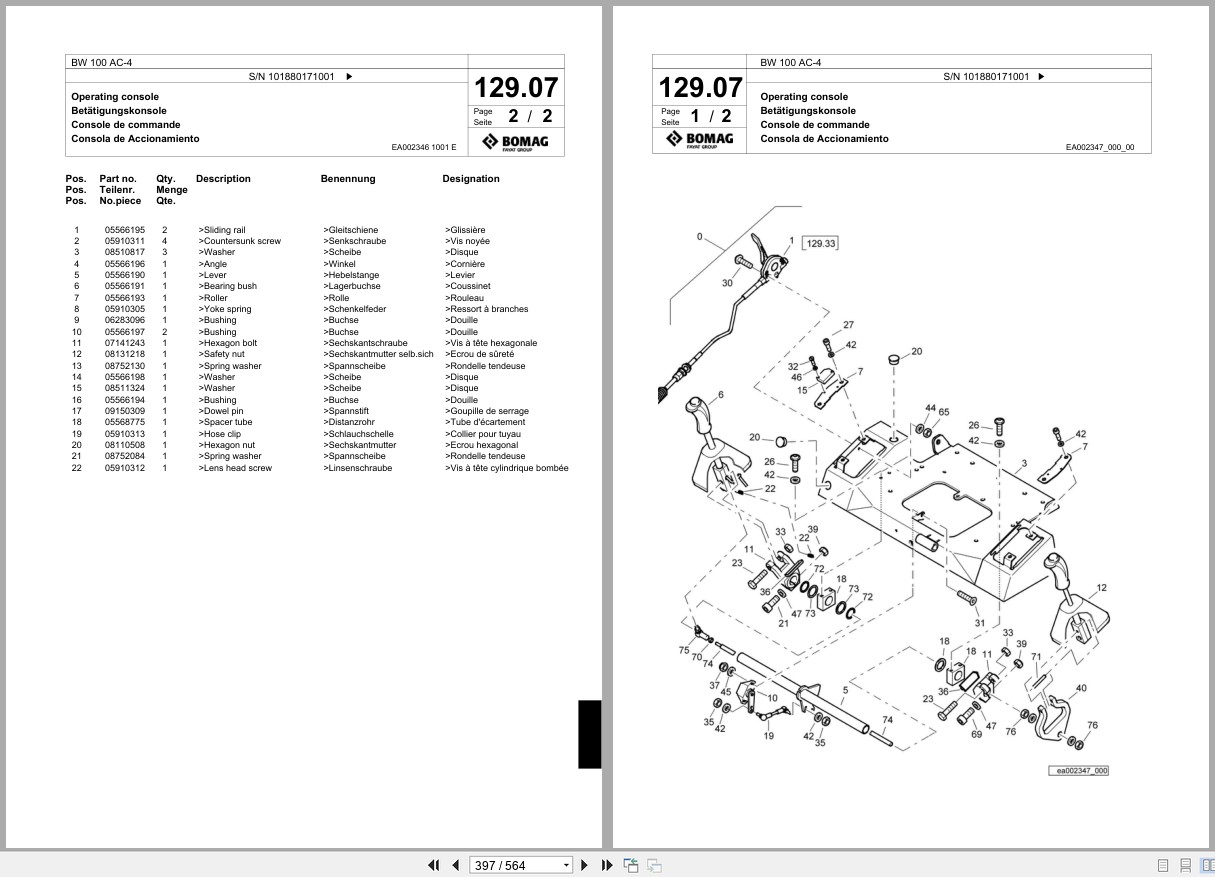 Bomag Combination Roller BW 100 AC 4 Spare Parts Catalog 2010 2012 EN DE FR (2)