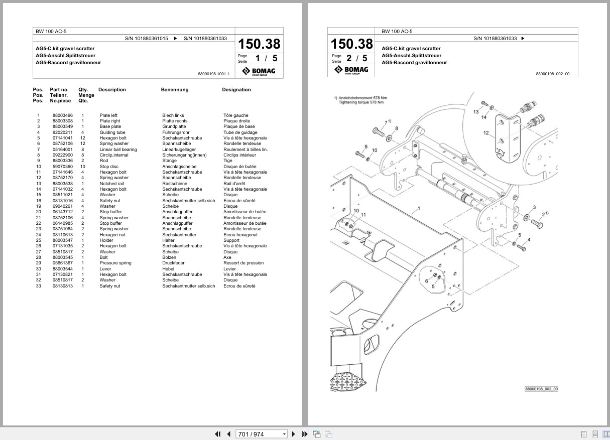 Bomag Combination Roller BW 100 AC 5 Spare Parts Catalog 2015 2018 EN DE FR (3)