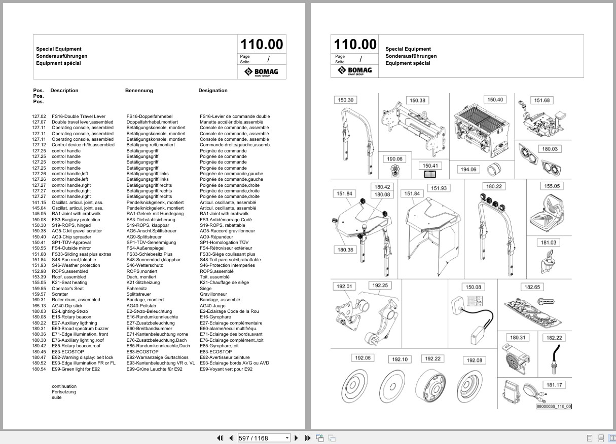 Bomag Combination Roller BW 100 AC 5 Spare Parts Catalog 2019 2025 EN DE FR (2)