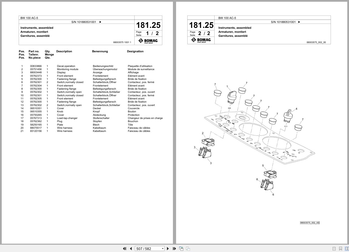 Bomag Combination Roller BW 100 AC 5 Spare Parts Catalog 2019 EN DE FR (2)