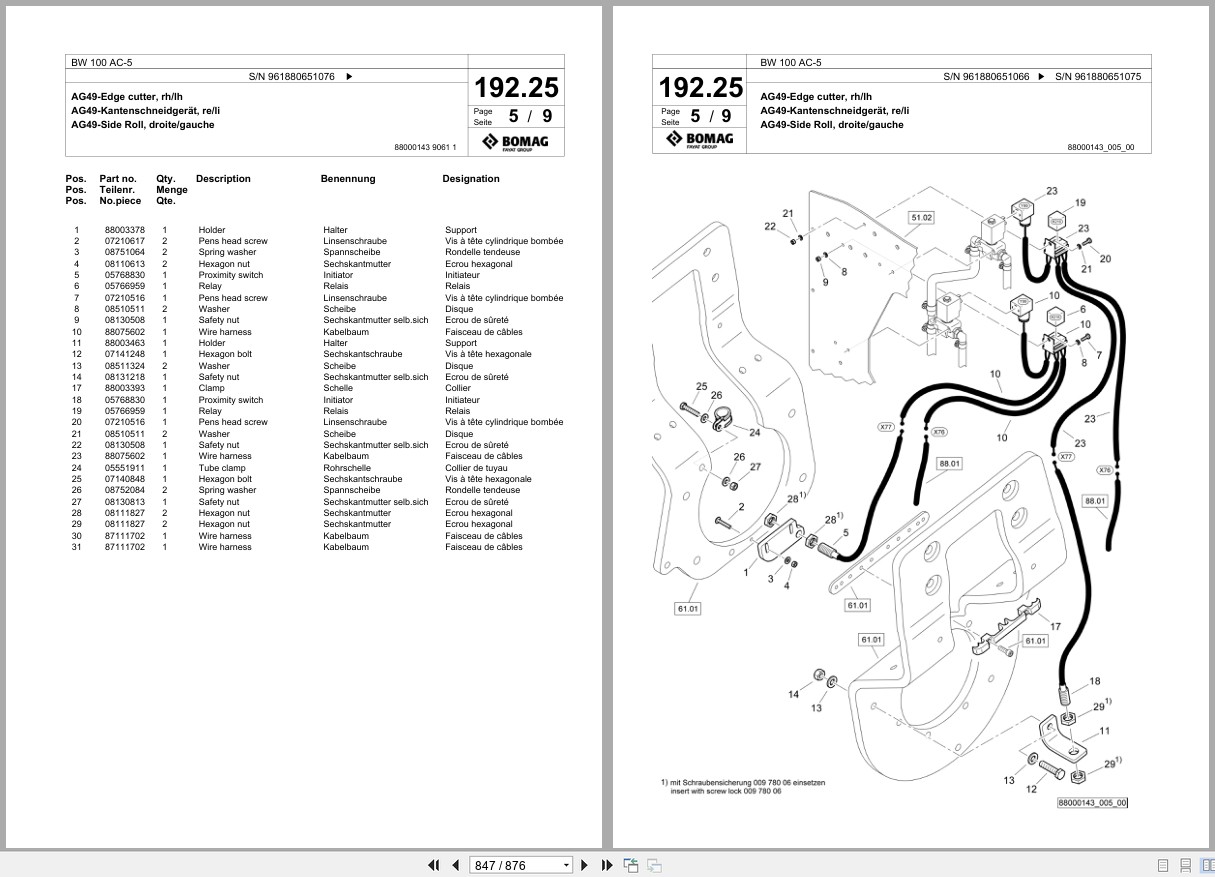 Bomag Combination Roller BW 100 AC 5 Spare Parts Catalog 2020 2023 EN DE FR (2)