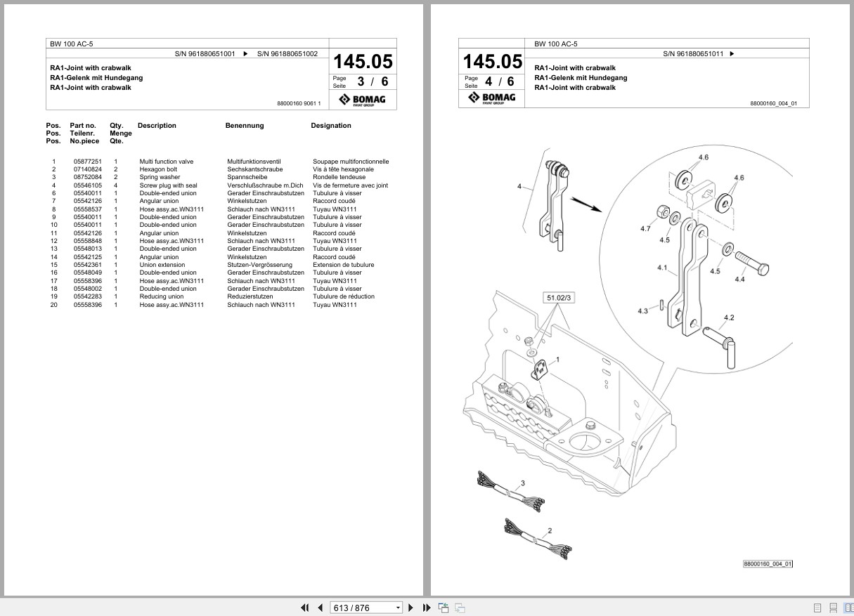 Bomag Combination Roller BW 100 AC 5 Spare Parts Catalog 2020 2023 EN DE FR (3)