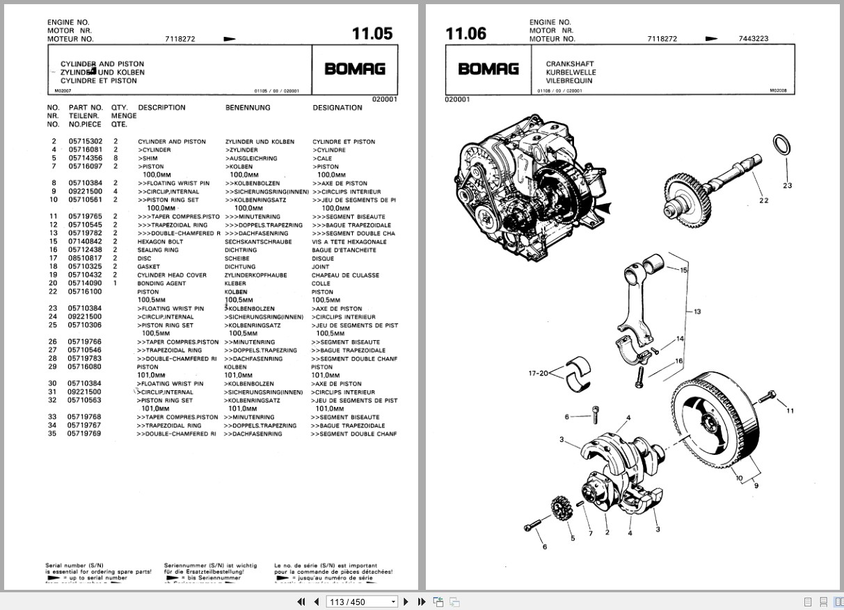 Bomag Combination Roller BW 100 AC BW 120 AC Spare Parts Catalog 1992 EN DE FR (2)