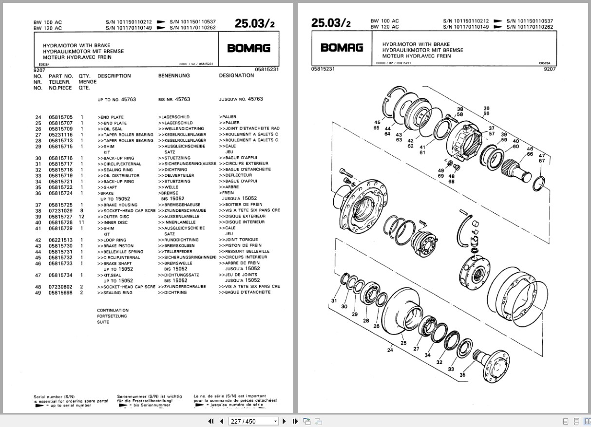 Bomag Combination Roller BW 100 AC BW 120 AC Spare Parts Catalog 1992 EN DE FR (3)