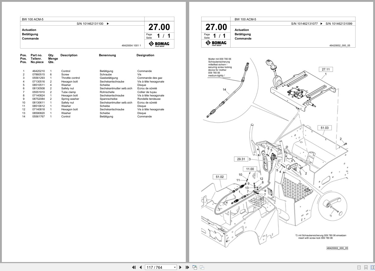Bomag Combination Roller BW 100 ACM 5 Spare Parts Catalog 2018 2025 EN DE FR (2)