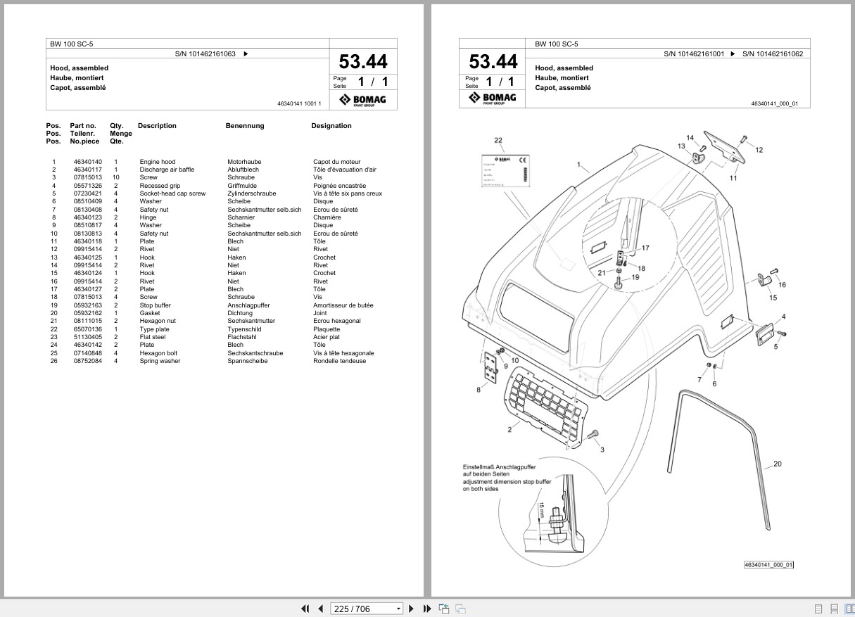Bomag Combination Roller BW 100 SC 5 Spare Parts Catalog 2018 2025 EN DE FR (2)