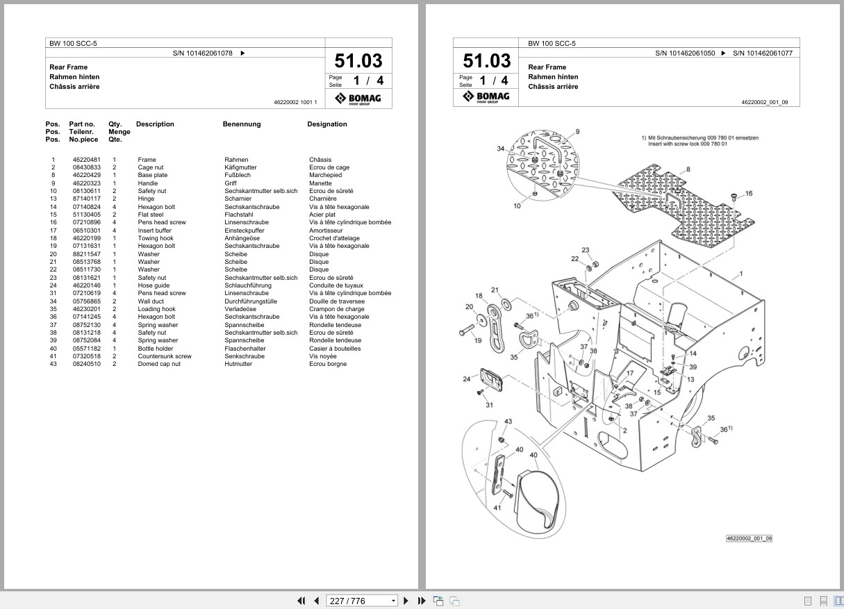 Bomag Combination Roller BW 100 SCC 5 Spare Parts Catalog 2013 2018 EN DE FR (2)