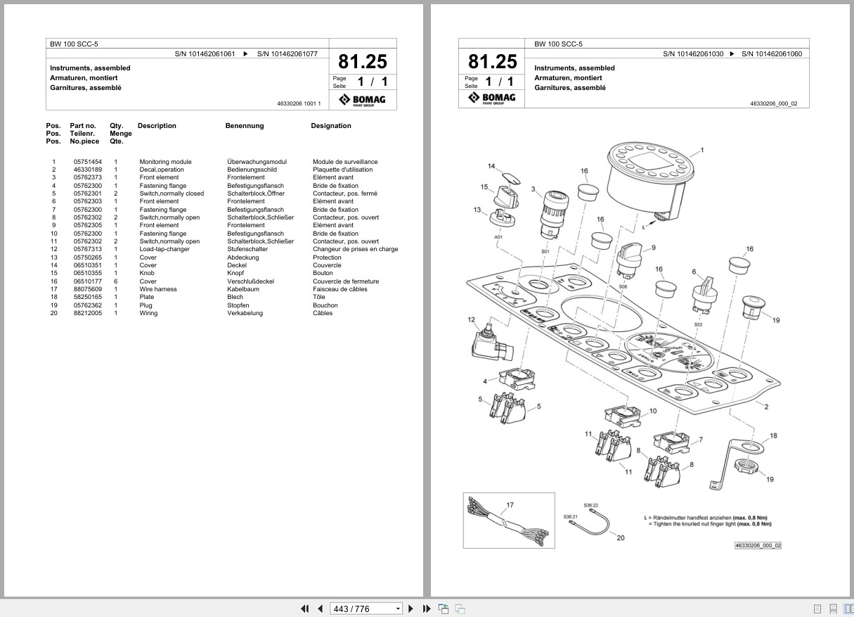 Bomag Combination Roller BW 100 SCC 5 Spare Parts Catalog 2013 2018 EN DE FR (3)