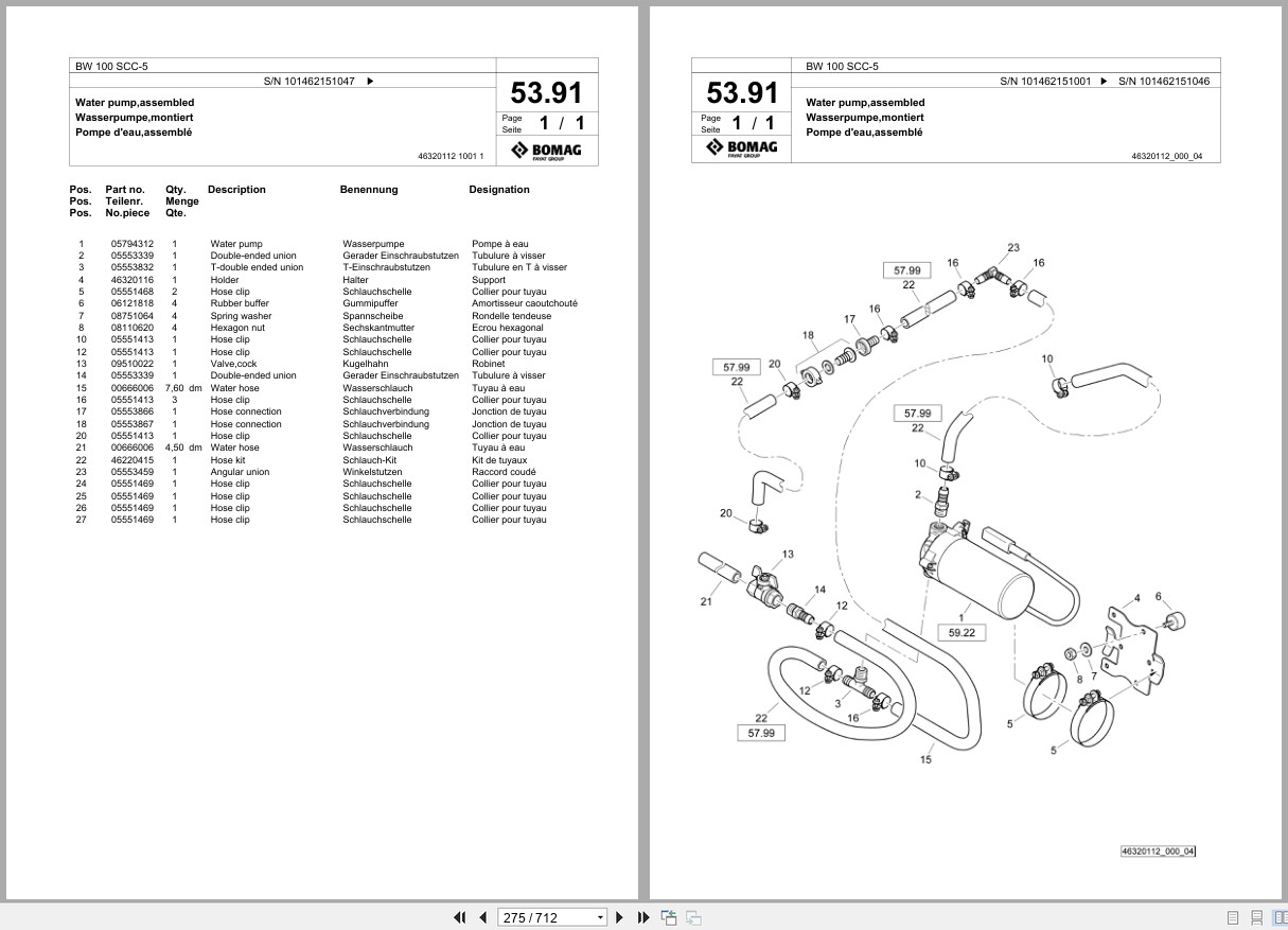 Bomag Combination Roller BW 100 SCC 5 Spare Parts Catalog 2018 2025 EN DE FR (2)