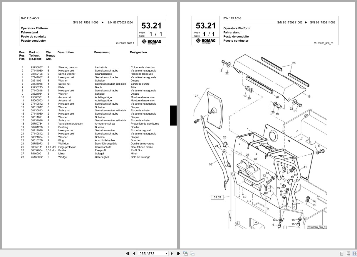 Bomag Combination Roller BW 115 AC 3 Spare Parts Catalog 2009 2015 EN DE FR (3)