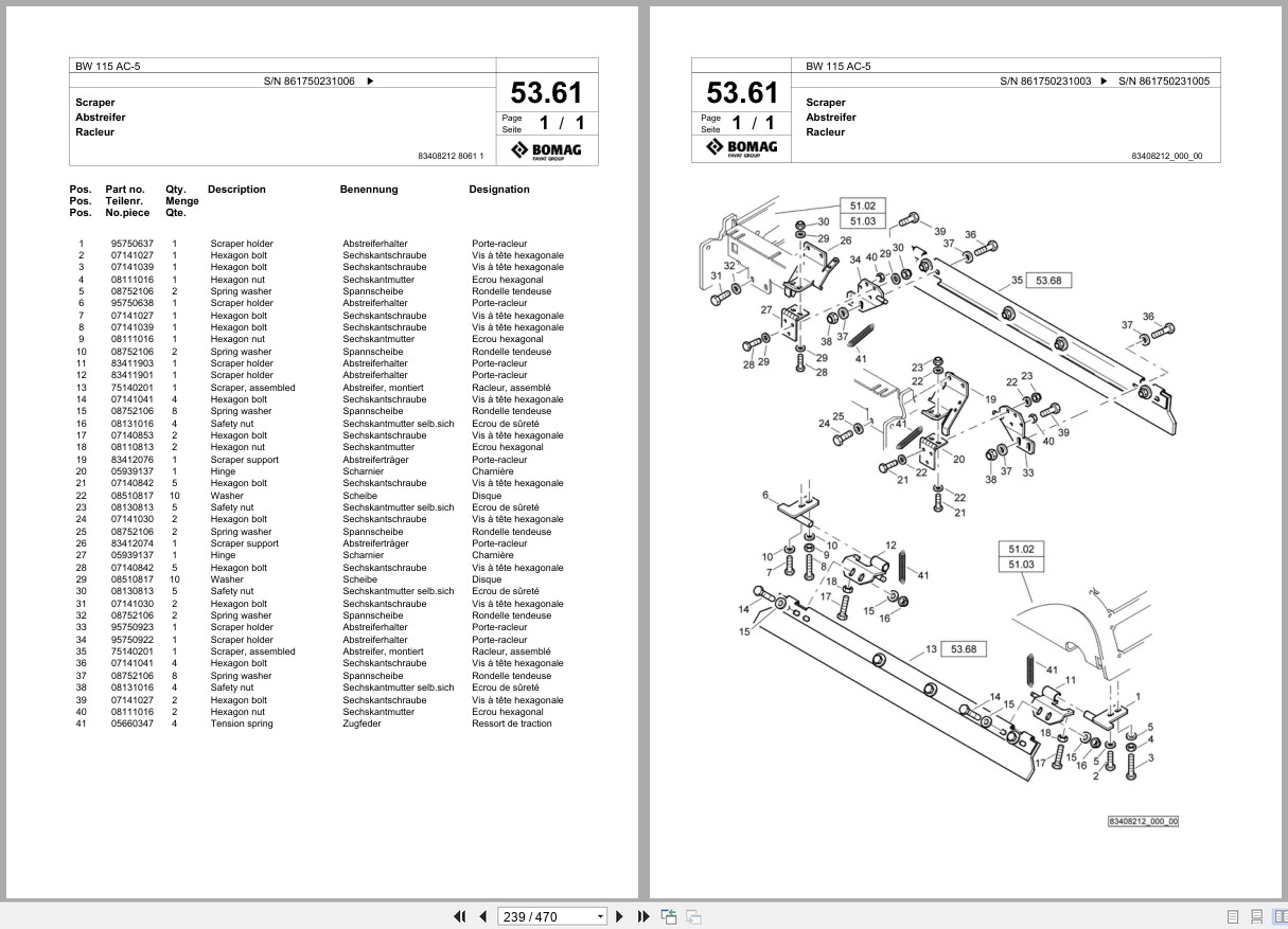 Bomag Combination Roller BW 115 AC 5 Spare Parts Catalog 2015 2019 EN DE FR (3)