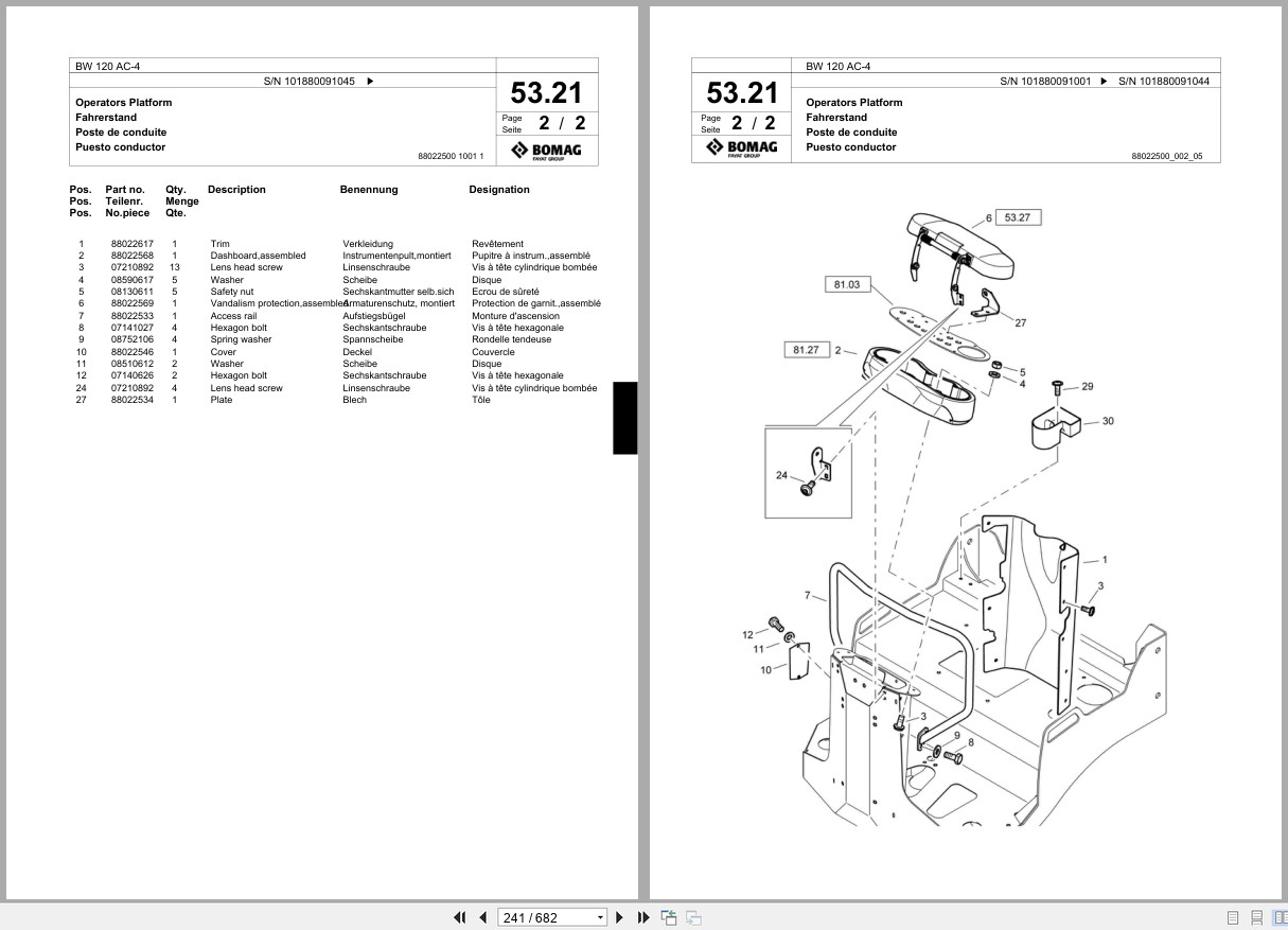 Bomag Combination Roller BW 120 AC 4 Spare Parts Catalog 2008 2012 EN DE FR (3)
