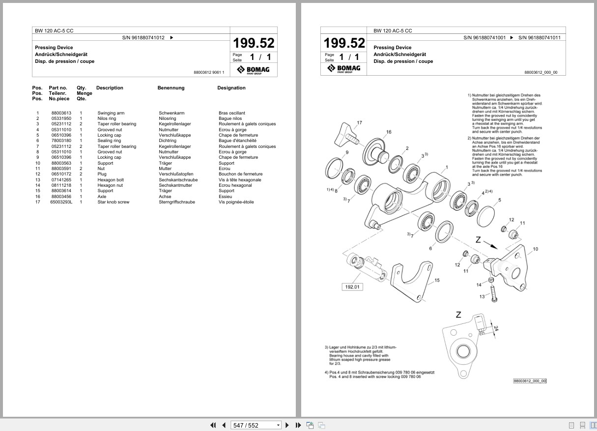 Bomag Combination Roller BW 120 AC 5 CC Spare Parts Catalog 2022 2023 EN DE FR (2)
