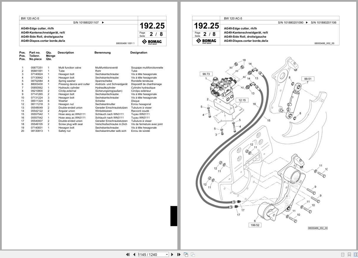 Bomag Combination Roller BW 120 AC 5 Spare Parts Catalog 2012 2015 EN DE FR (3)
