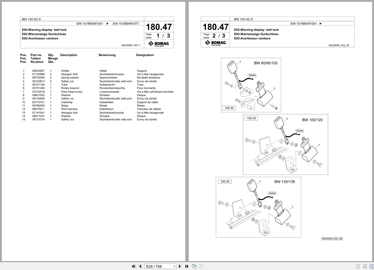 Bomag Combination Roller BW 120 AC 5 Spare Parts Catalog 2018 2020 EN DE FR (2)