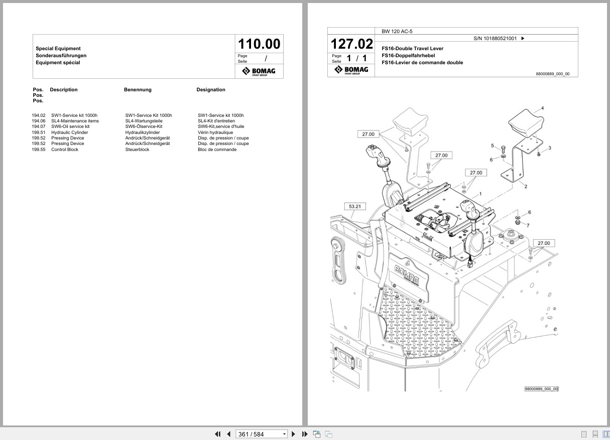 Bomag Combination Roller BW 120 AC 5 Spare Parts Catalog 2018 EN DE FR (2)