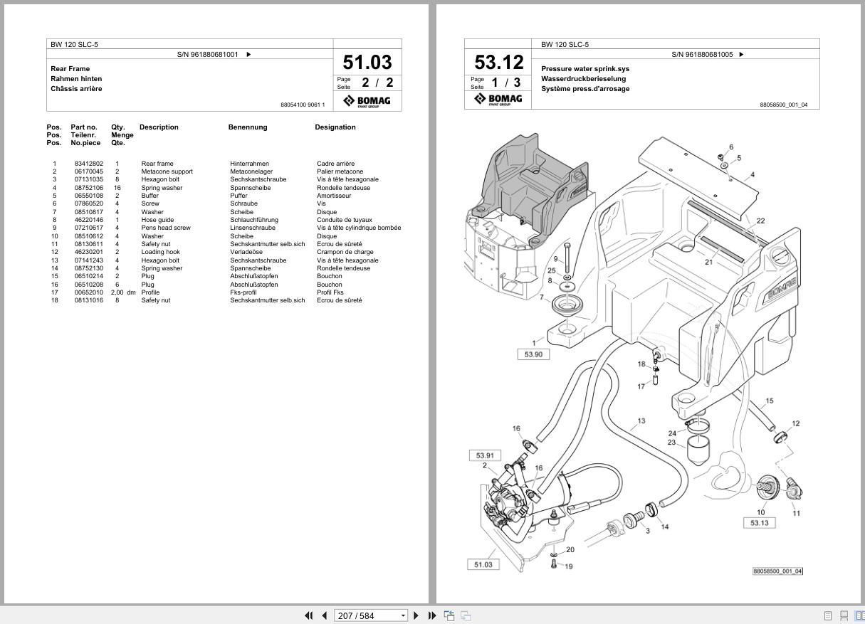 Bomag Combination Roller BW 120 SLC 5 Spare Parts Catalog 2021 2023 EN DE FR (2)