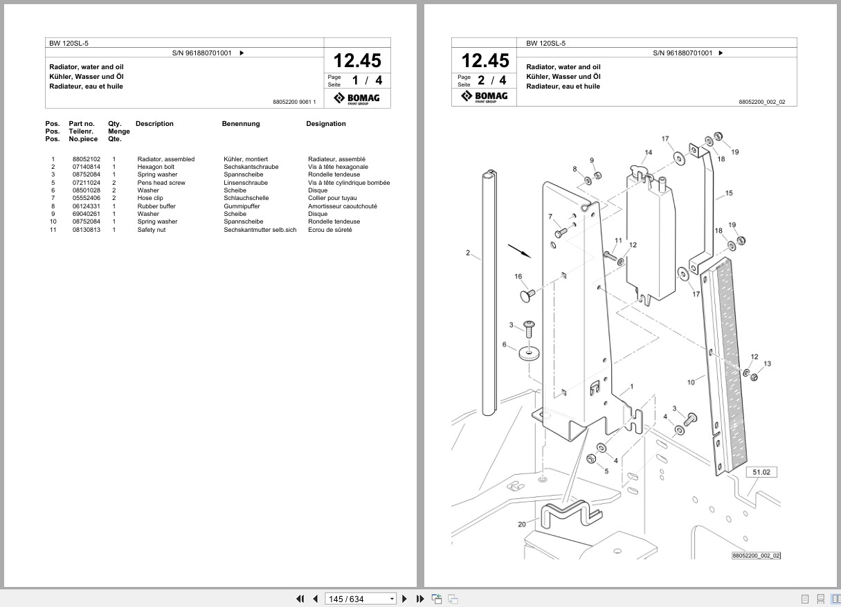 Bomag Combination Roller BW 120SL 5 Spare Parts Catalog 2021 2023 EN DE FR (2)