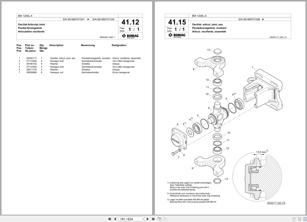 Bomag Combination Roller BW 120SL 5 Spare Parts Catalog 2021 2023 EN DE FR (3)