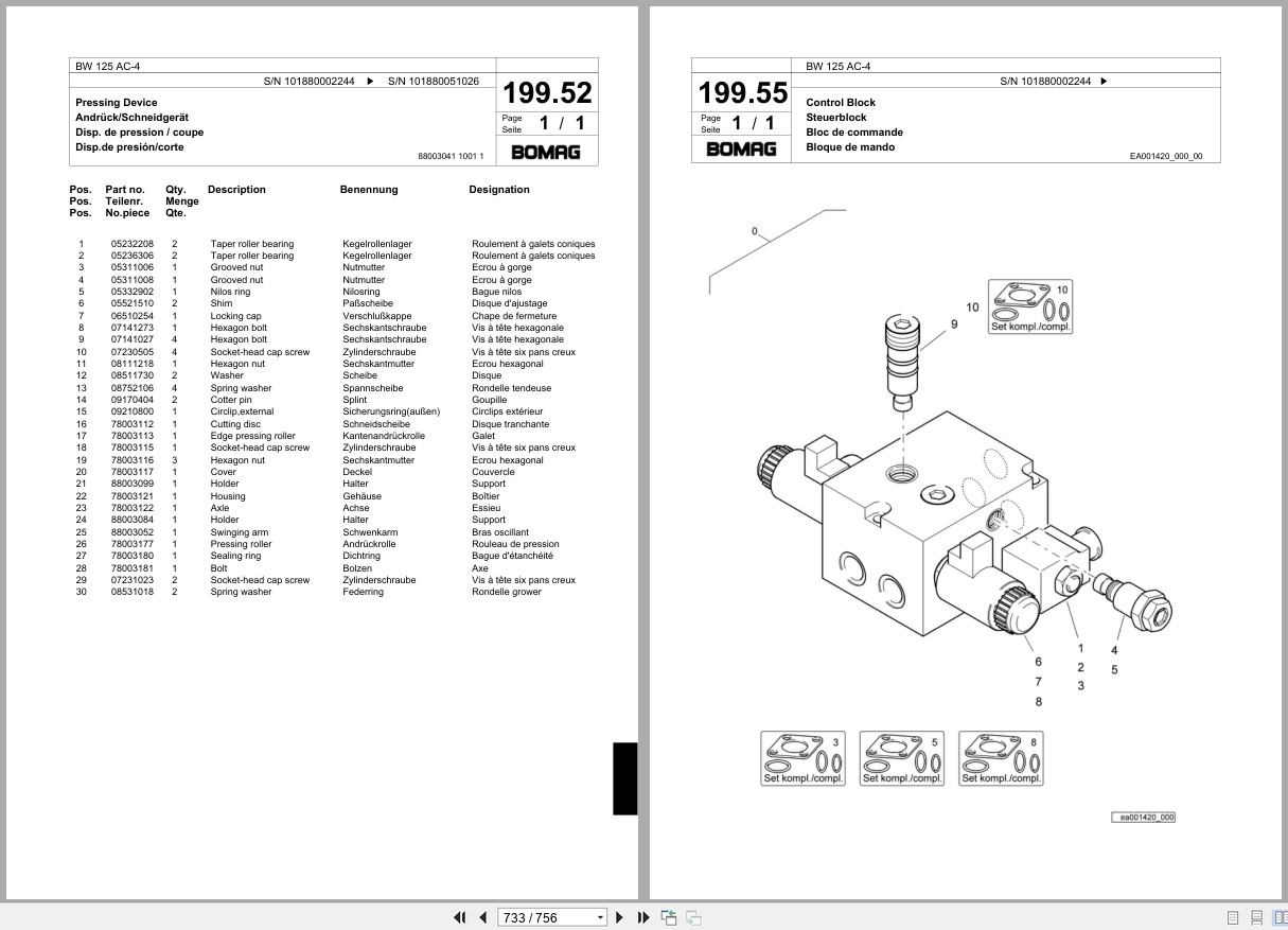 Bomag Combination Roller BW 125 AC 4 Spare Parts Catalog 2006 2007 EN DE FR (2)