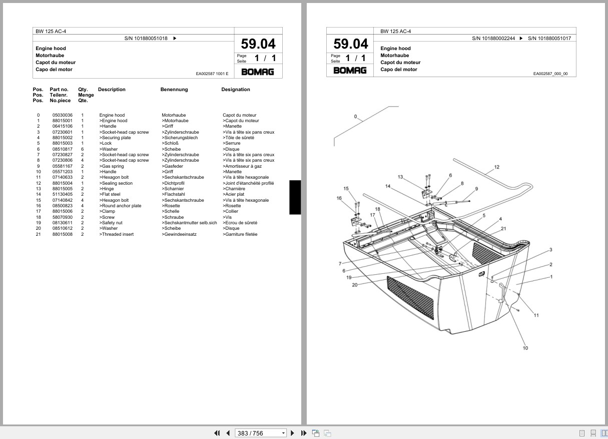 Bomag Combination Roller BW 125 AC 4 Spare Parts Catalog 2006 2007 EN DE FR (3)