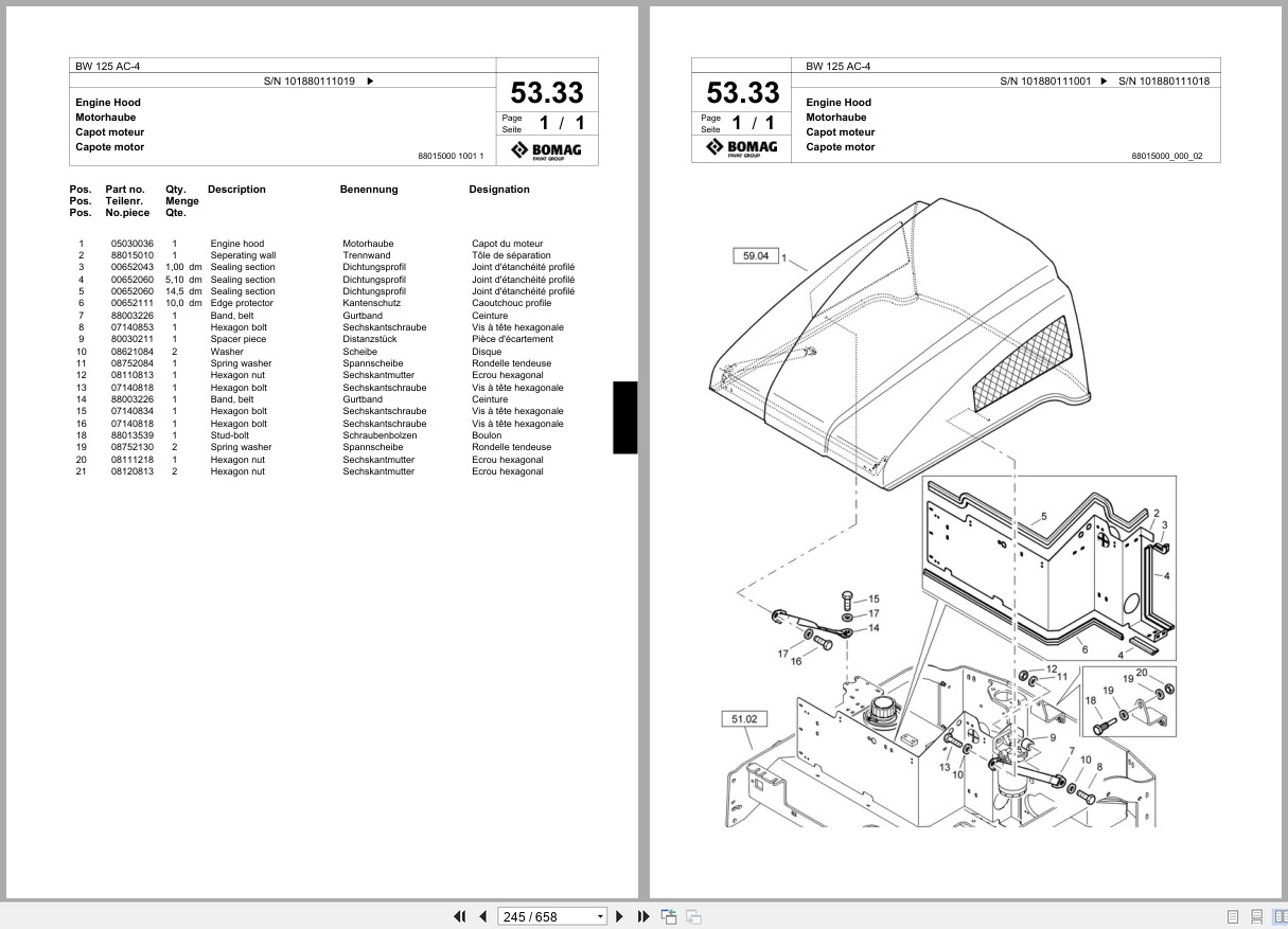 Bomag Combination Roller BW 125 AC 4 Spare Parts Catalog 2008 2012 EN DE FR (2)